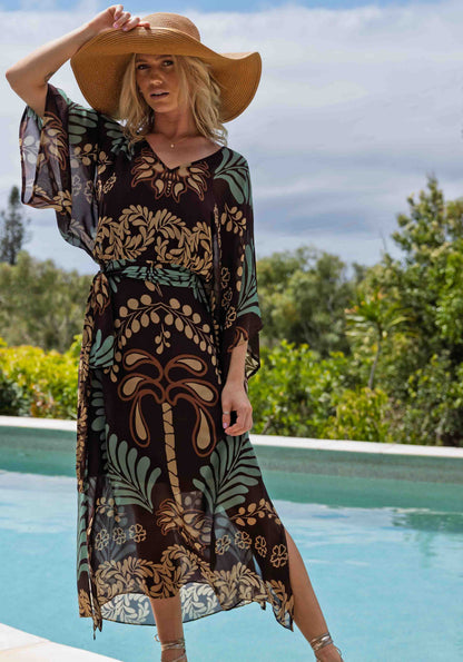 Palmire chocolate resort maxi dress - lifestyle