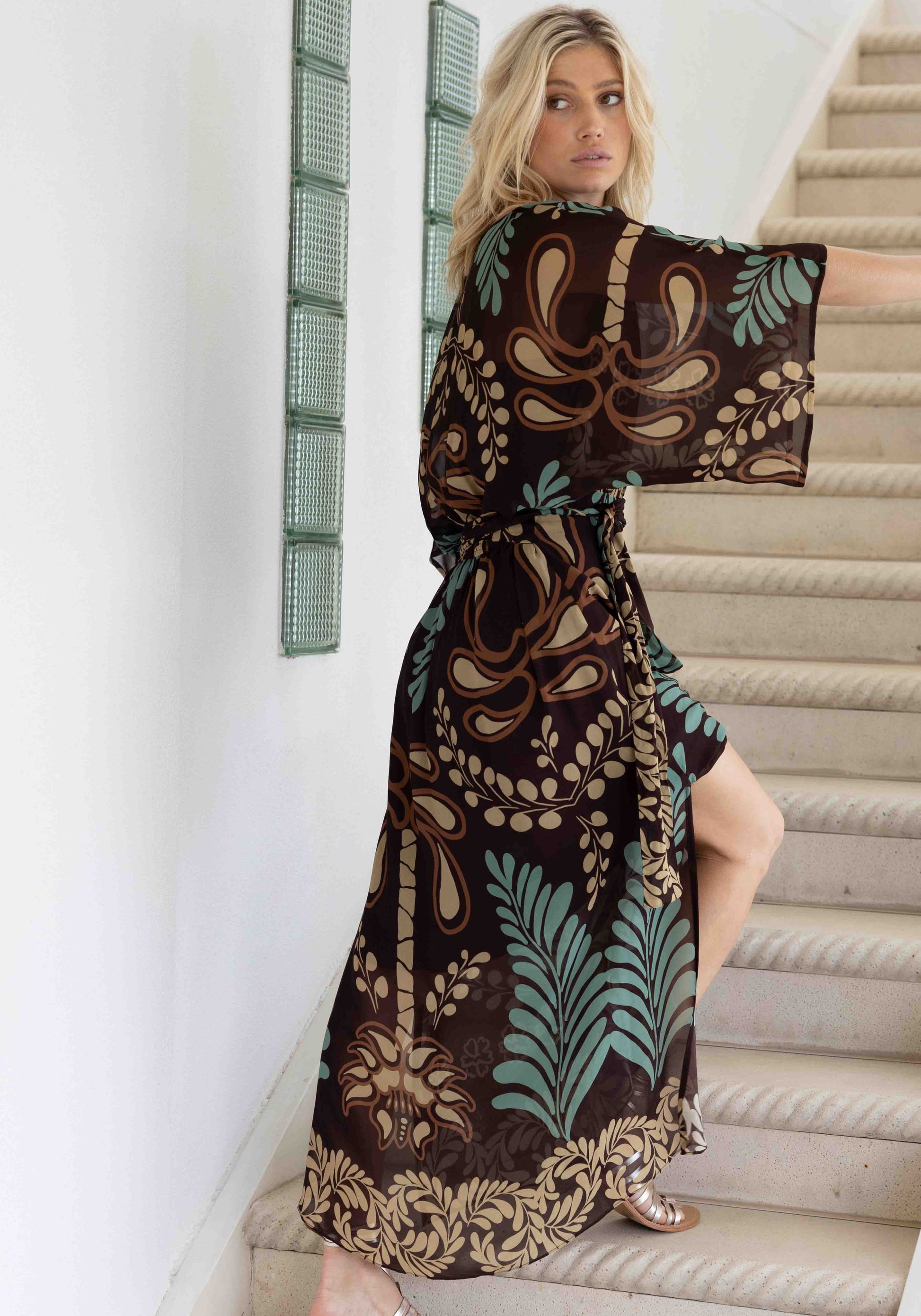 Palmire chocolate resort maxi dress - walking
