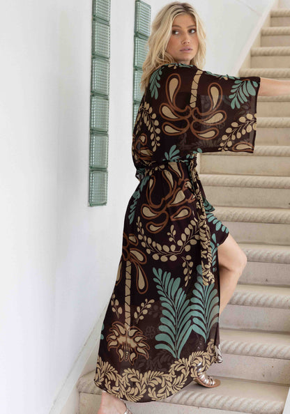 Palmire chocolate resort maxi dress - walking