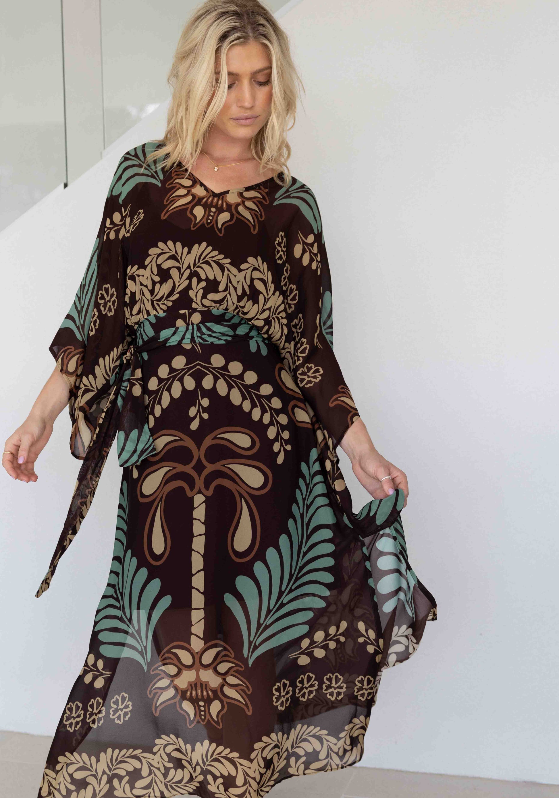 Palmire chocolate resort maxi dress - front view