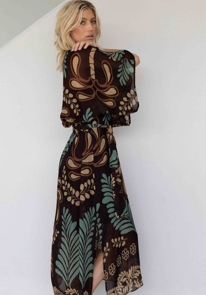 Palmire chocolate resort maxi dress - full view