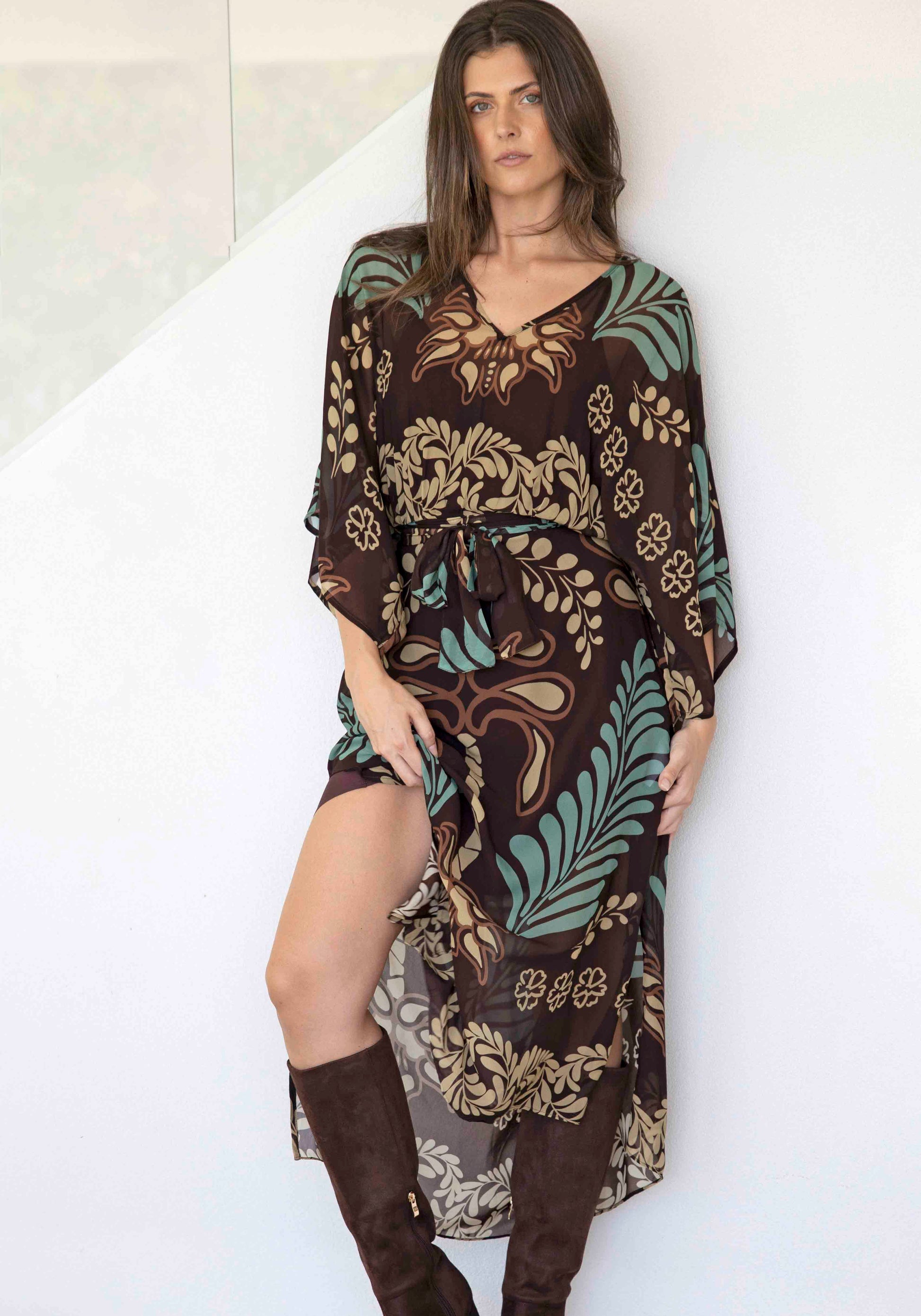 Palmire chocolate resort maxi dress - side view