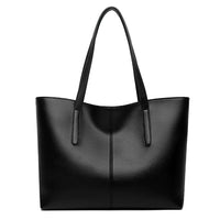 Women's Large Leather-Look Tote Bag with Double Shoulder Straps