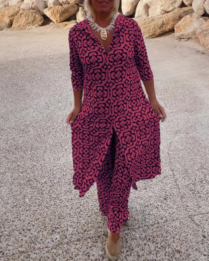 Orvanne | Button-Front Top and Straight-Leg Trouser Two-Piece Set — image 3