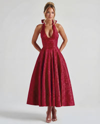 Lestrelle | Midi Dress Halter Neck A-Line Bustier Bodice