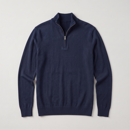 Men's Quarter-Zip Stand Collar Jumper, Knitted Sweater - view 12
