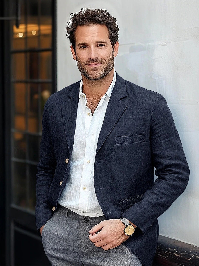 Men's Linen Blazer, Tailored Jacket - view 8