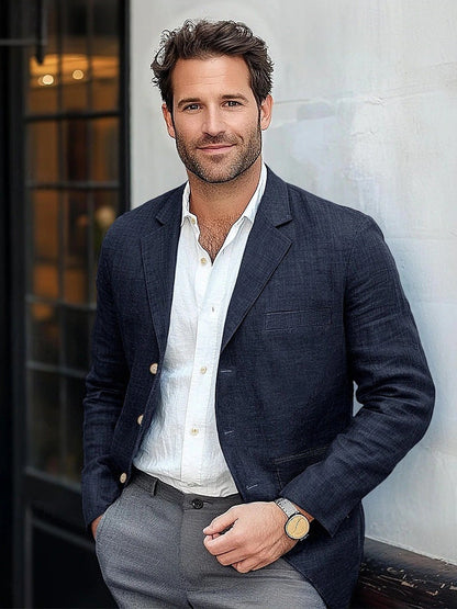 Men's Linen Blazer, Tailored Jacket - view 8