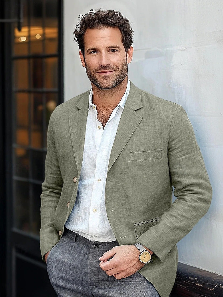 Men's Linen Blazer, Tailored Jacket - view 7