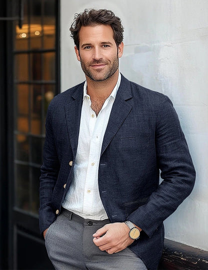Men's Linen Blazer, Tailored Jacket - view 5