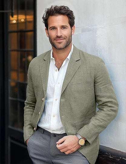 Men's Linen Blazer, Tailored Jacket - view 2