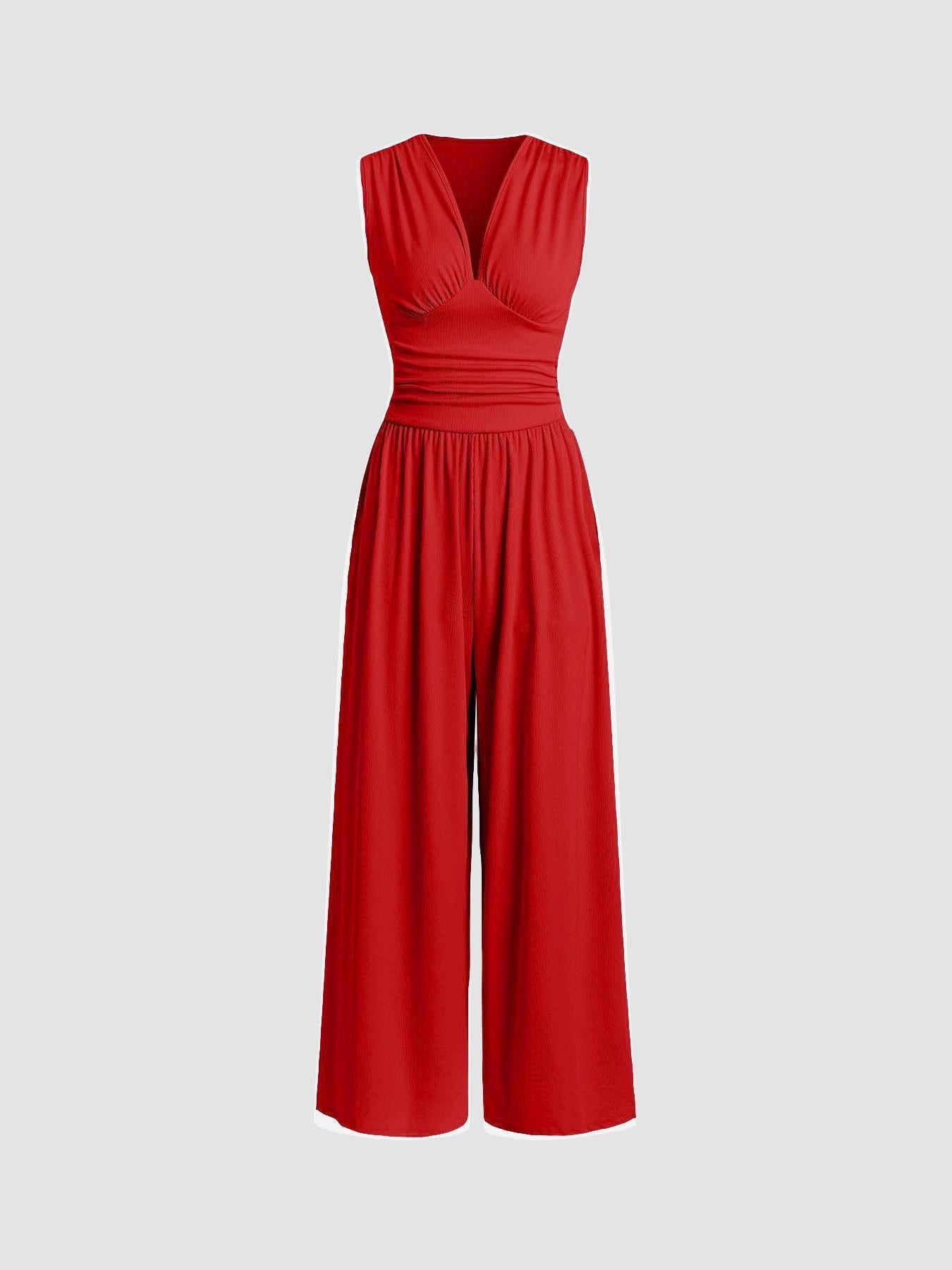 Ondria Red jumpsuits - front view