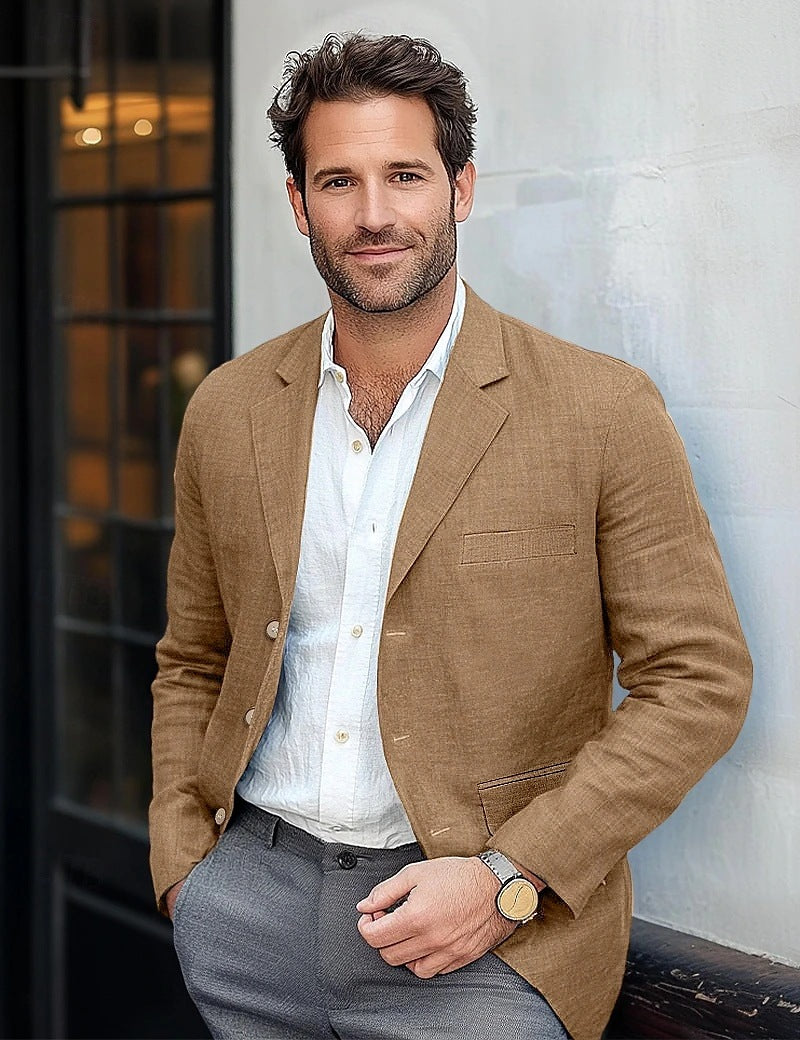 Men's Linen Blazer, Tailored Jacket - view 4