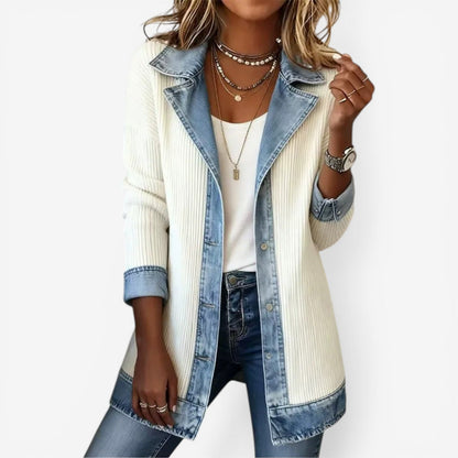 Women's Layered Collar Button Jacket, Zip-Up