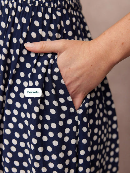 Polka | Navy Polka Dot Short Sleeve Dress For Effortless Everyday Styling