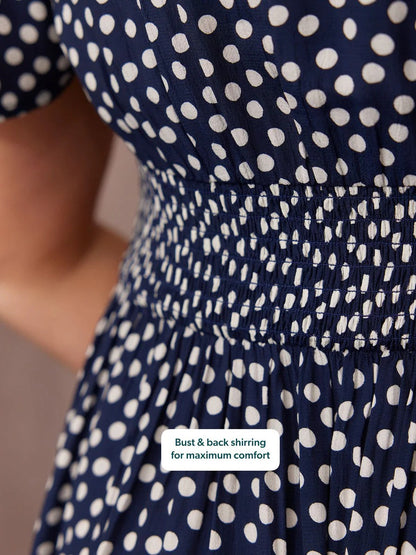 Polka | Navy Polka Dot Short Sleeve Dress For Effortless Everyday Styling