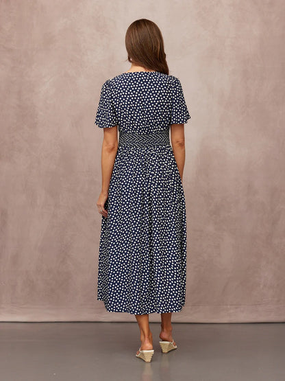 Polka | Navy Polka Dot Short Sleeve Dress For Effortless Everyday Styling