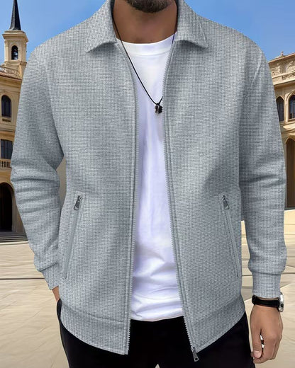 Men's Classic Textured Jacket, Zip-Up - view 2