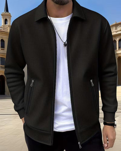 Men's Classic Textured Jacket, Zip-Up - view 3