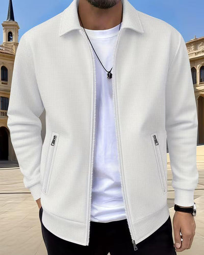 Men's Classic Textured Jacket, Zip-Up - view 4