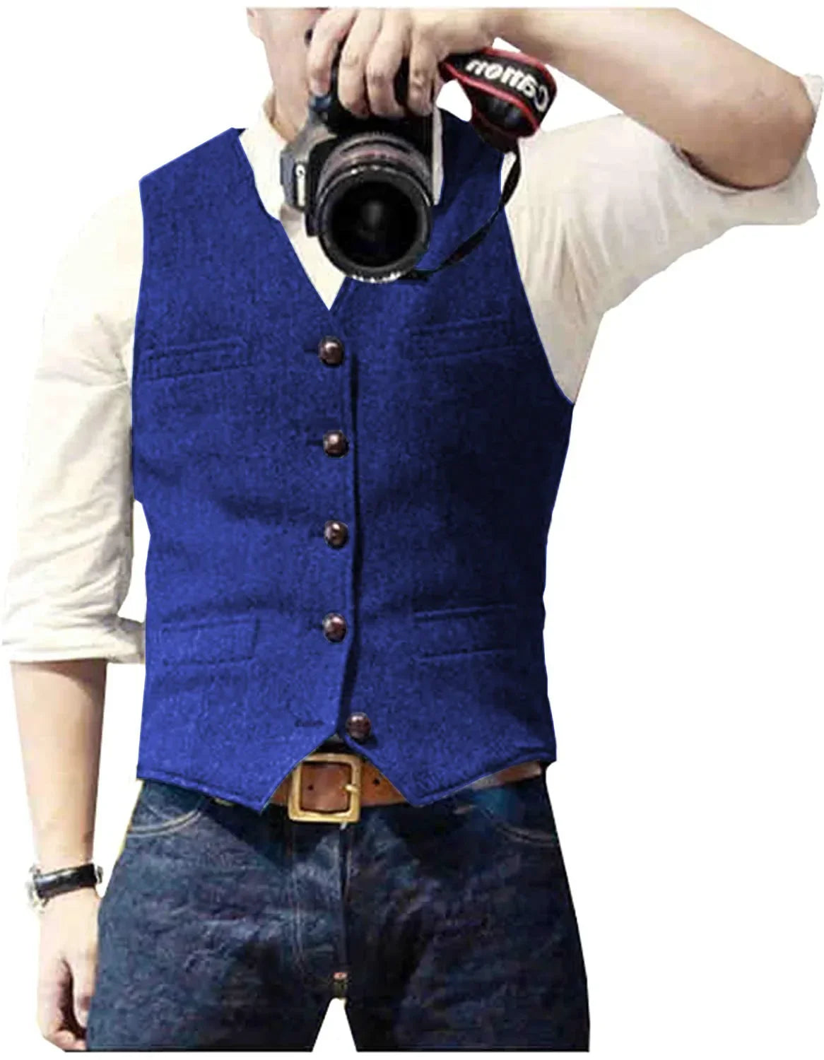 Men's Herringbone Tweed Waistcoat, Gilet - view 3