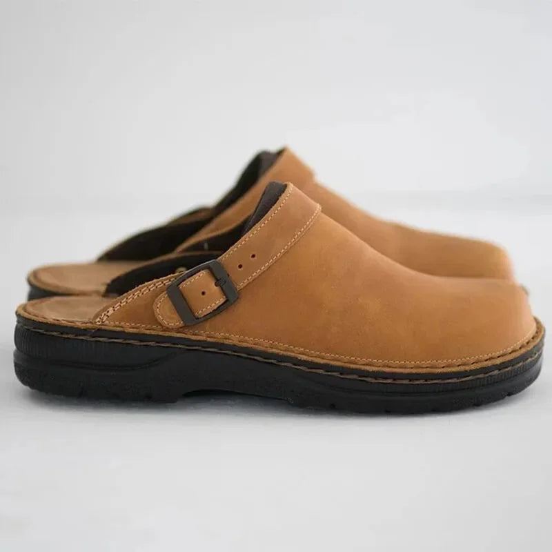 Belvone Khaki clogs - front view