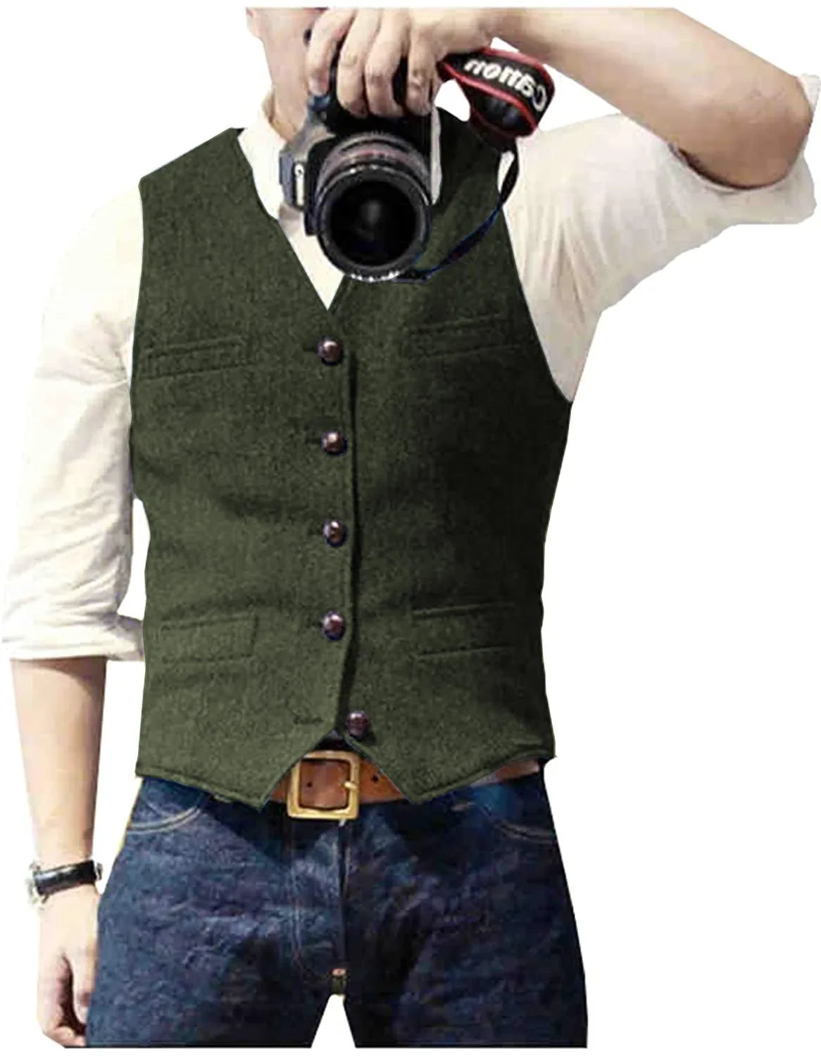 Men's Herringbone Tweed Waistcoat, Gilet - view 6