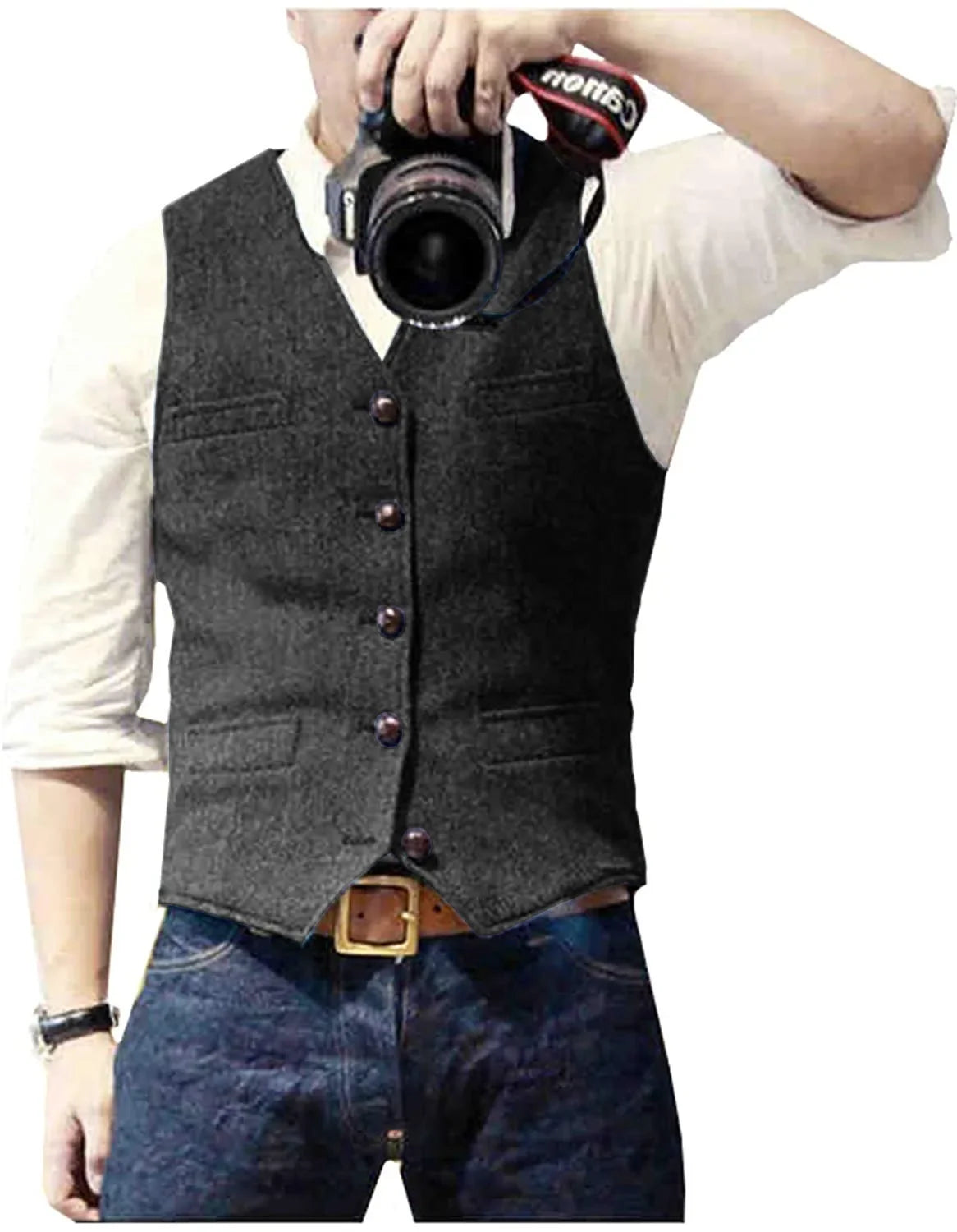 Men's Herringbone Tweed Waistcoat, Gilet - view 10