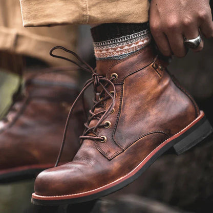 Men's Retro Leather-Look Boots, Winter - view 5