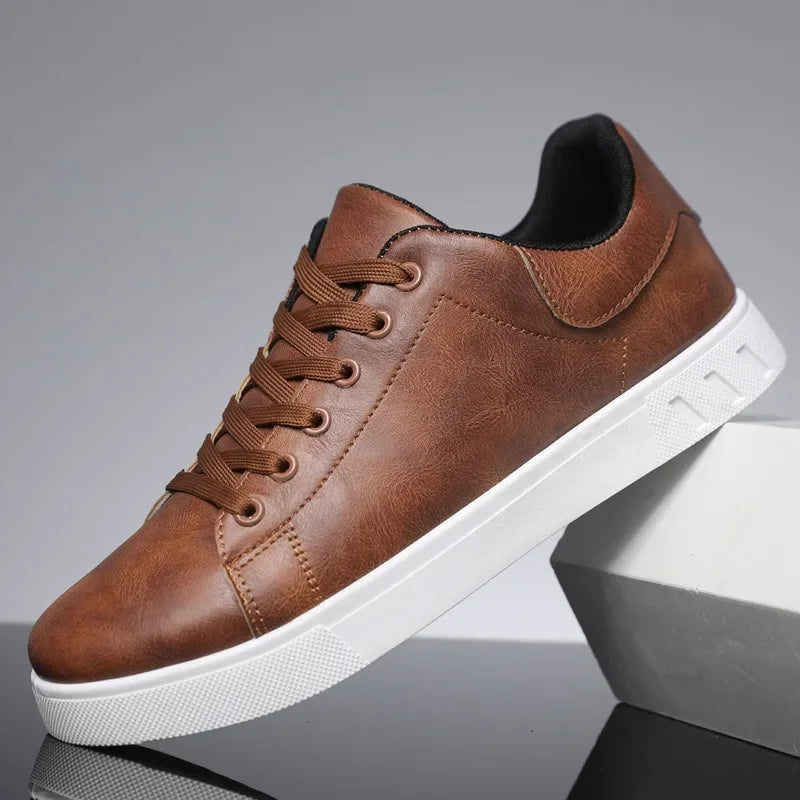 Men's Low-Top Leather-Look Trainers, Casual