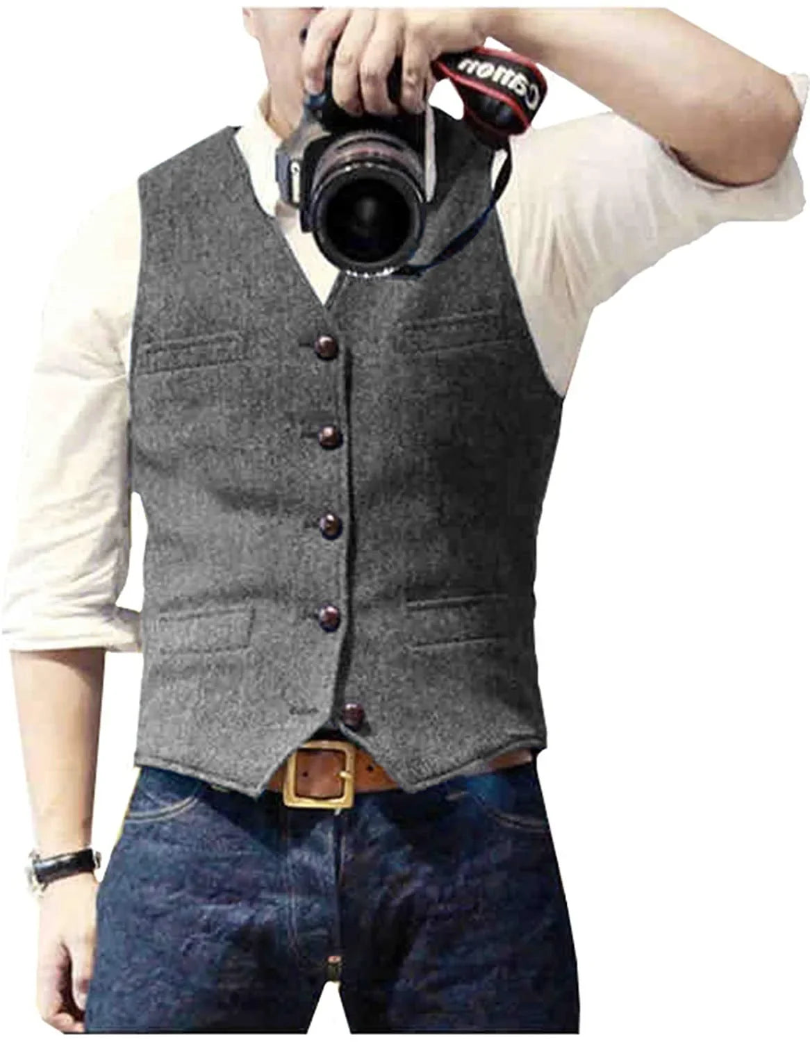 Men's Herringbone Tweed Waistcoat, Gilet - view 11