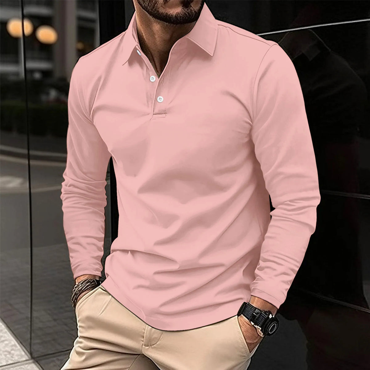 Men's Polo Long-Sleeve Shirt, Knitted - view 3