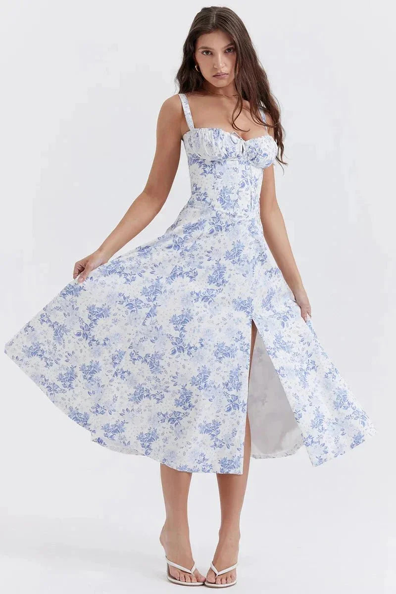 Korselle | Women's Floral Corset Bodice Midi Dress — image 2