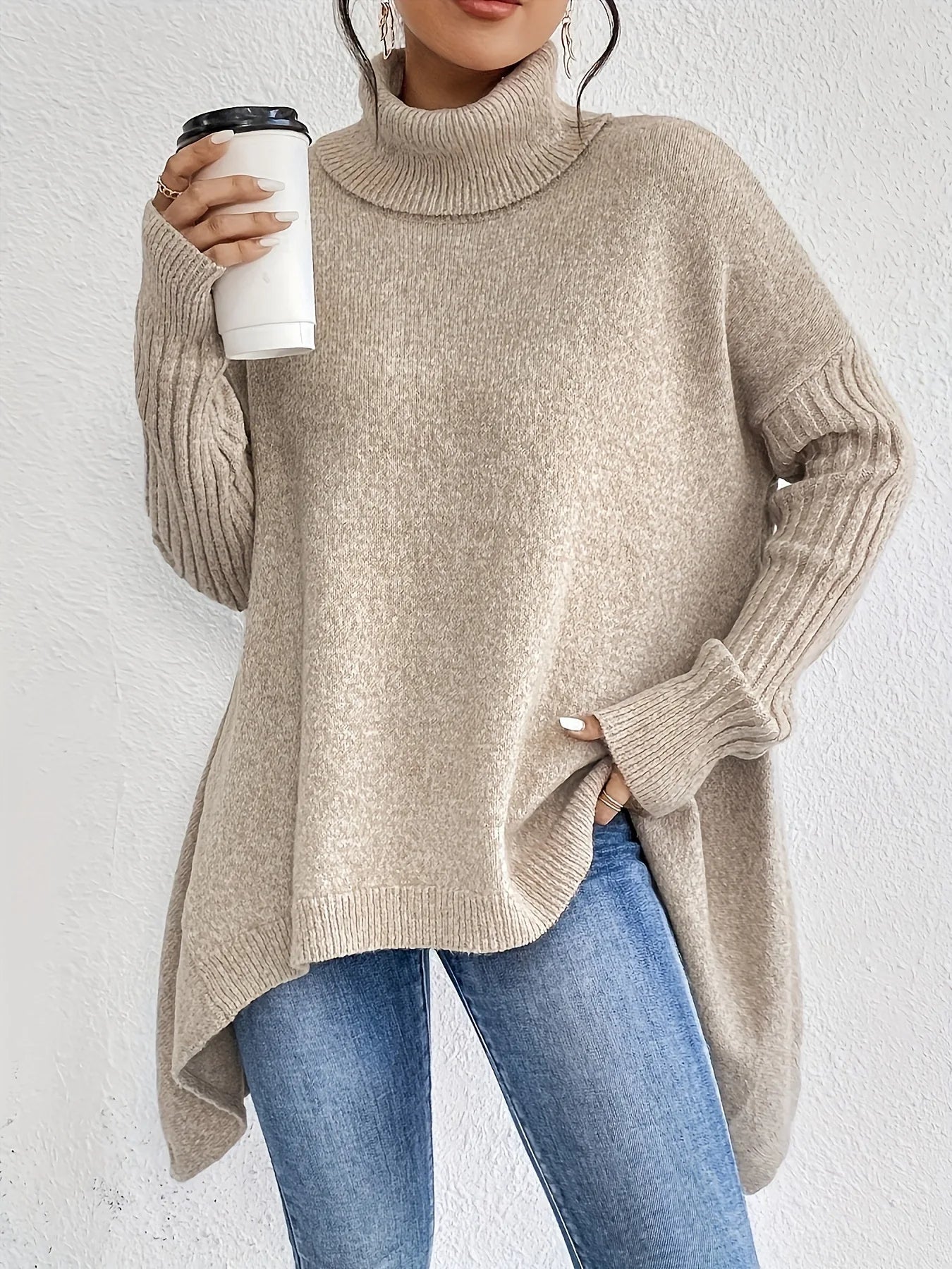 Mervienne | Knit Sweater Turtleneck Oversized Cashmere-Blend