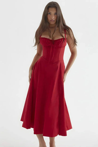 Korselle | Women's Floral Corset Bodice Midi Dress — image 6
