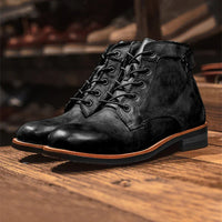 Men's Retro Leather-Look Boots, Winter