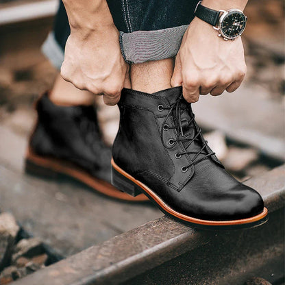 Men's Retro Leather-Look Boots, Winter - view 3
