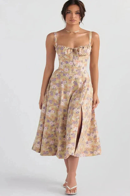Korselle | Women's Floral Corset Bodice Midi Dress — image 3