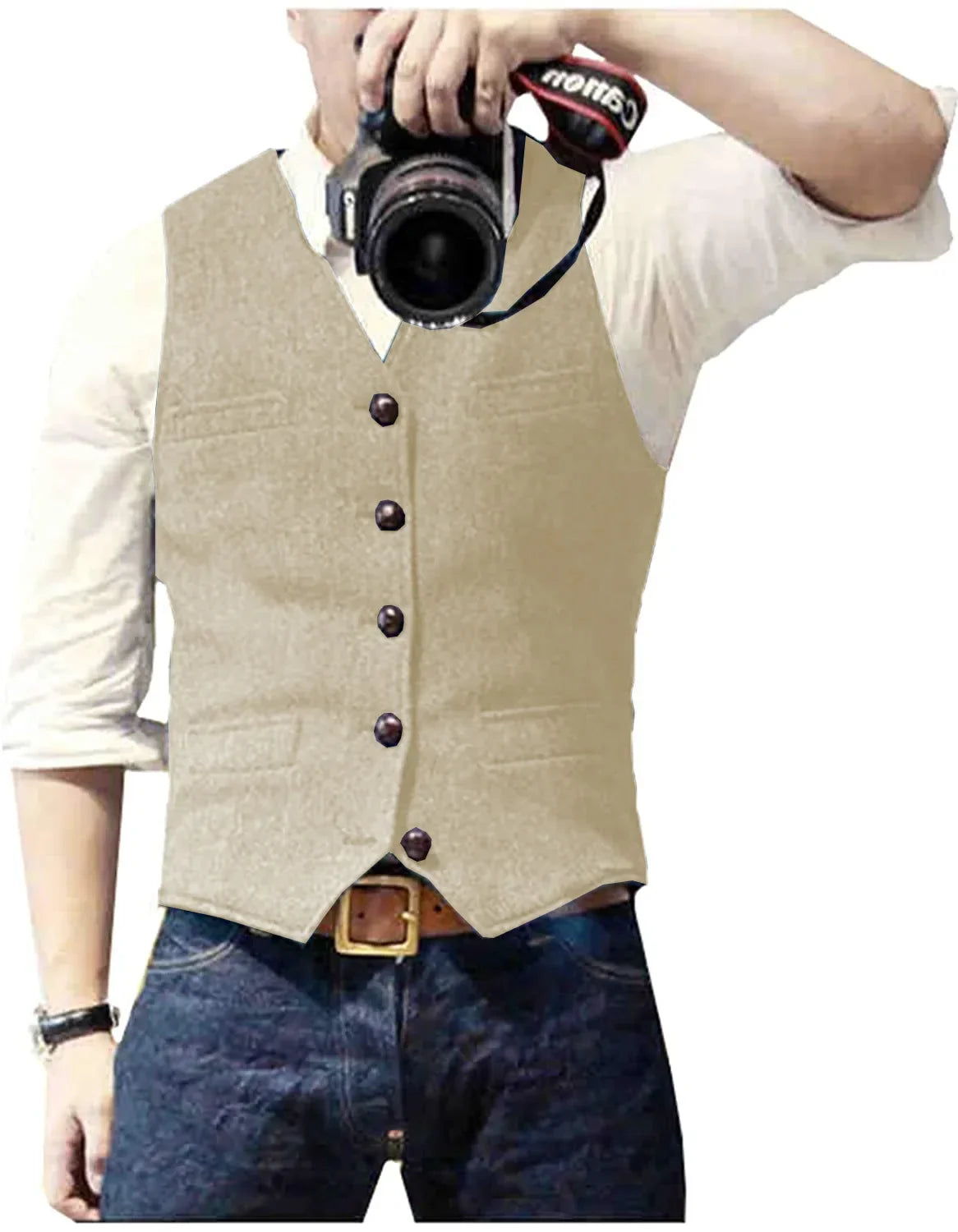 Men's Herringbone Tweed Waistcoat, Gilet - view 9
