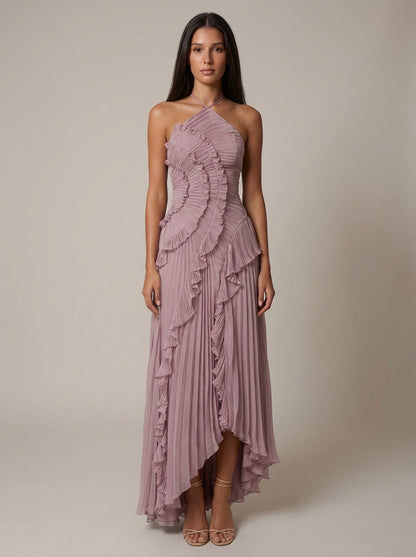 Thalvine mauve pink halter maxi dress