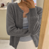 Women's Soft Knit Cardigan with Button Front and Round Neckline