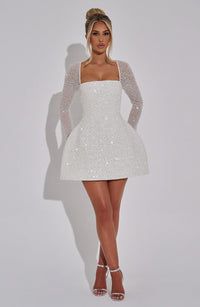 Aurivenne | Mini Dress Shimmer Square Neck Long Sleeve
