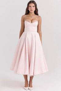 Norvane | Midi Dress Satin Corset Bodice Full Skirt