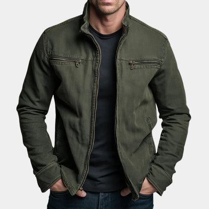 Lorven vintage cotton zip jacket green