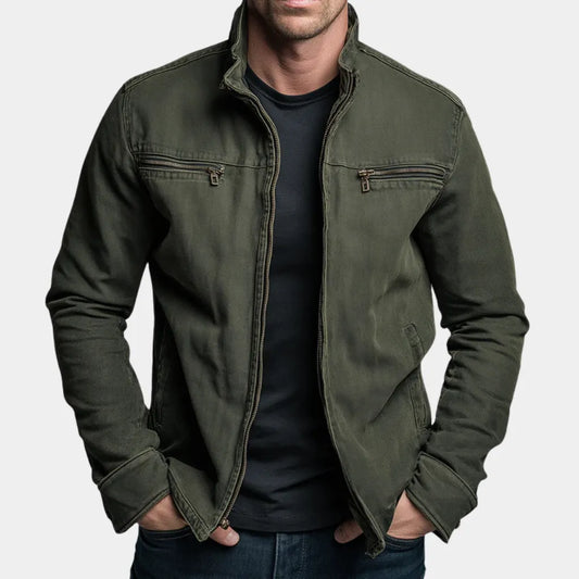 Lorven vintage cotton zip jacket green