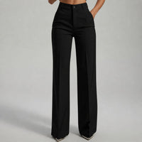 Women's High Waisted Straight Leg Trousers, Smart Pressed Crease