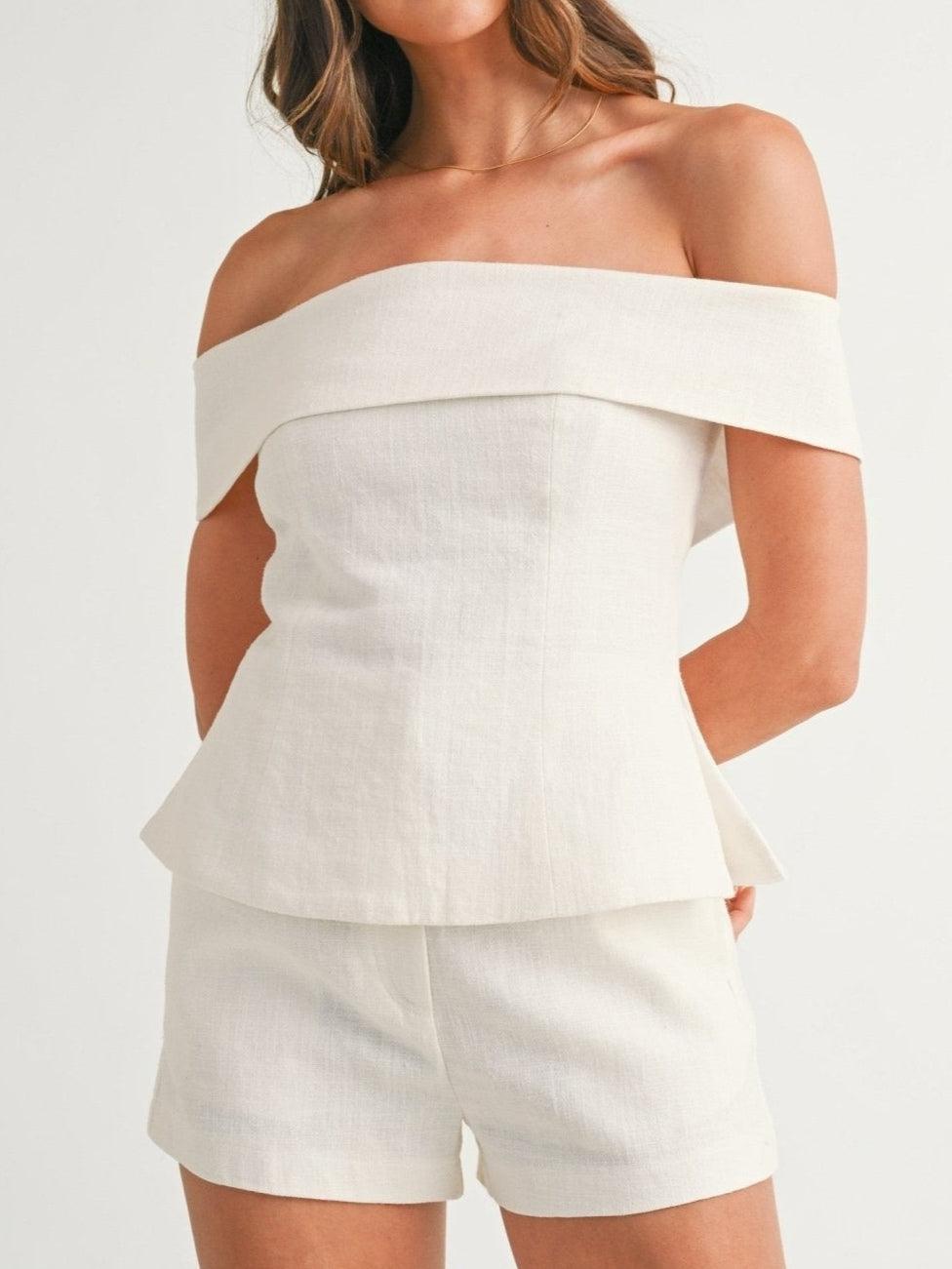 Ysola boho cotton linen set - white detail view