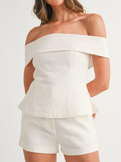 Ysola boho cotton linen set - white detail view
