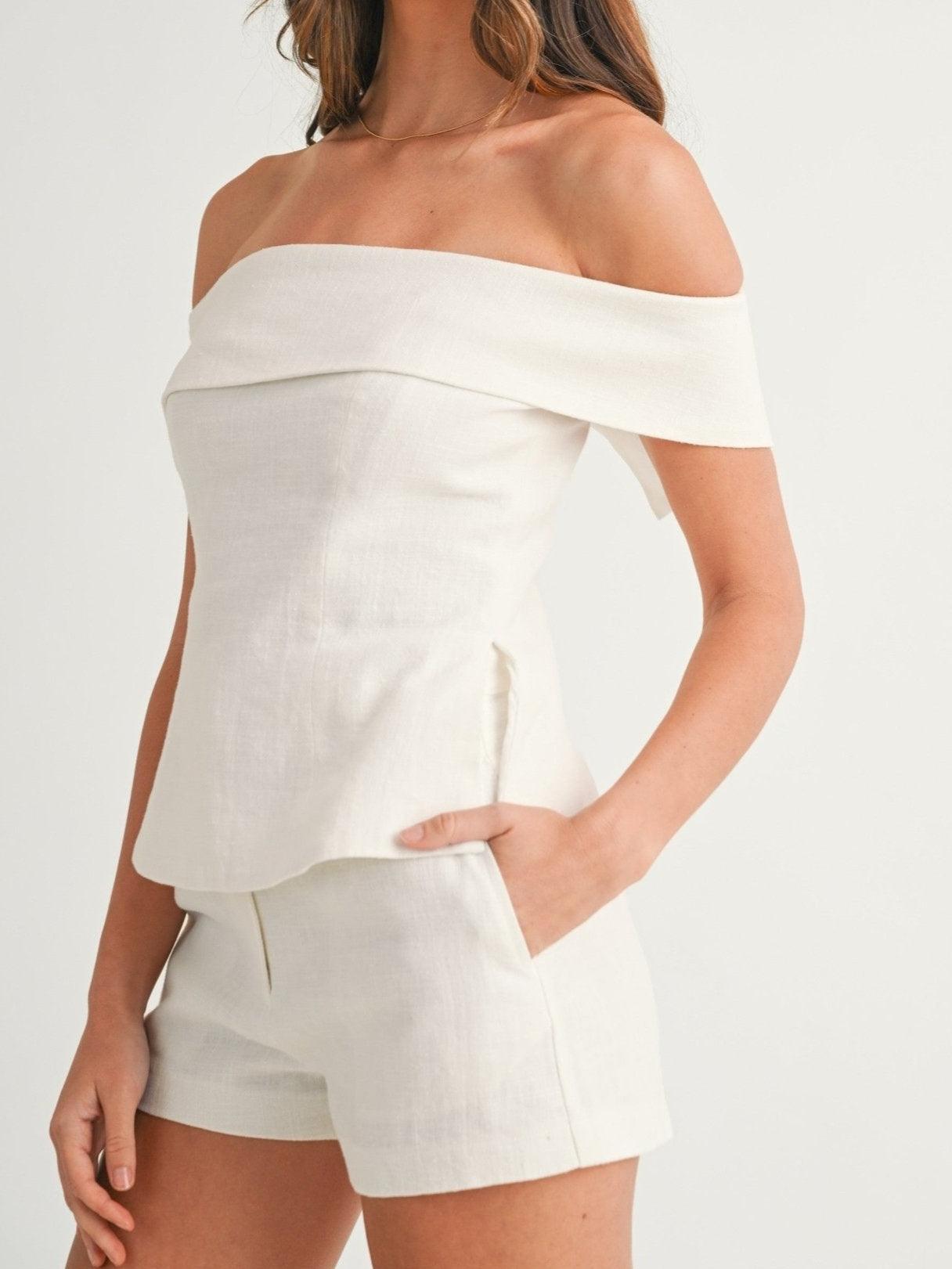 Ysola boho linen set - white outdoor