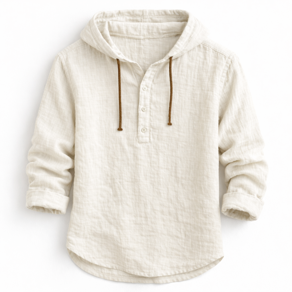 Lorvener | Men's relaxed linen hooded shirt